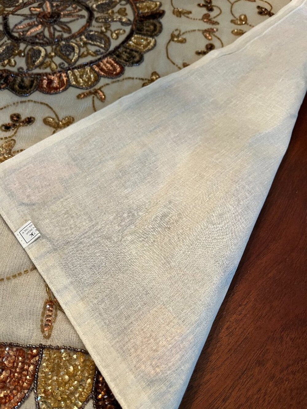 Handcrafted Beaded/Embroidered Table Overlay - Picture 9 of 9